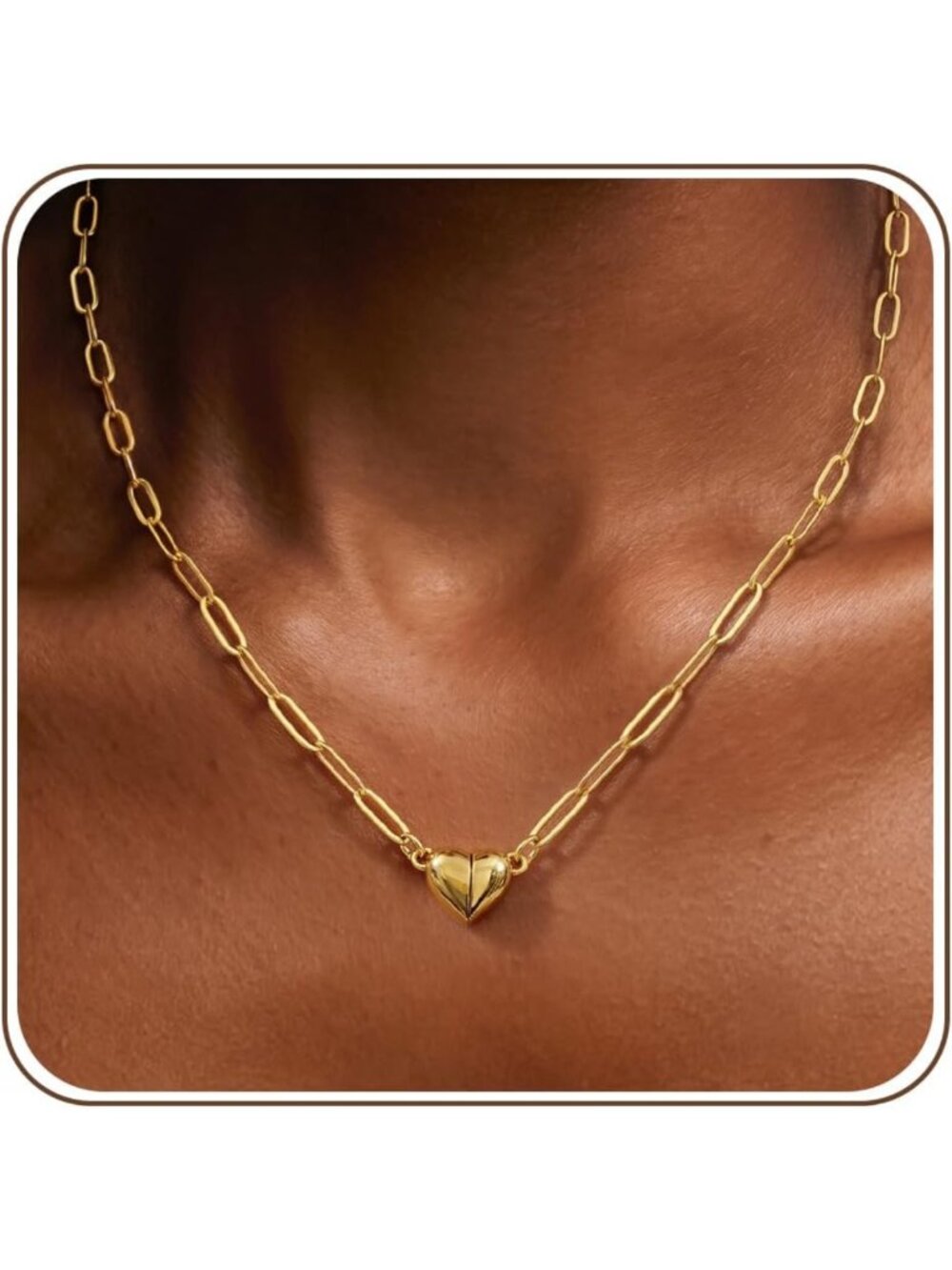 Dainty 14K Gold/Silver Heart Necklace for Women - Magnetic Pendant Jewelry